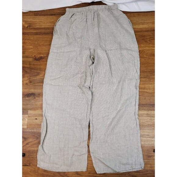 Aly Wear USA Size Large Beige Pull On 100% Linen Pants - Picture 1 of 5